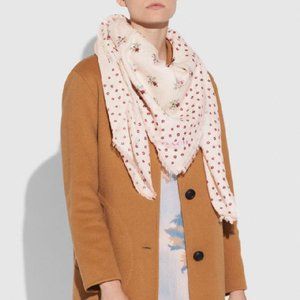 NWT Coach Cross Stitch Floral Oversized Square  Women's in Chalk (Perfect Gift!)